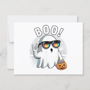Rock Ghost Retro Halloween Pumpkin Funny Boo Briefkaart