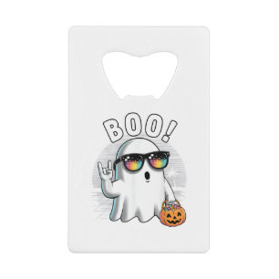 Rock Ghost Retro Halloween Pumpkin Funny Boo Creditkaart Flessenopener
