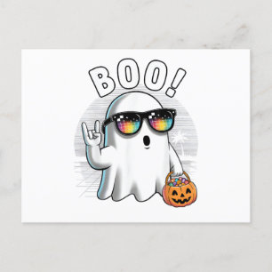 Rock Ghost Retro Halloween Pumpkin Funny Boo Feestdagenkaart