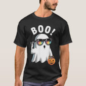 Rock Ghost Retro Halloween Pumpkin Funny Boo T-shirt (Voorkant)