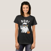 Rock Ghost Retro Halloween Pumpkin Funny Boo T-shirt (Voorkant volledig)