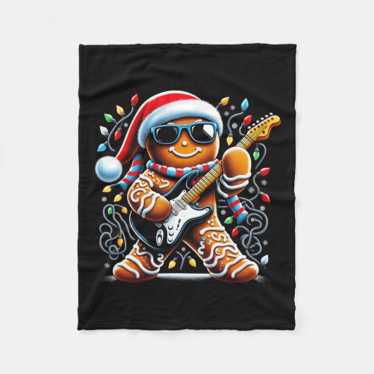 Rock Gingerbread Speelgitaar - grappig Chris Fleece Deken (Voorkant)
