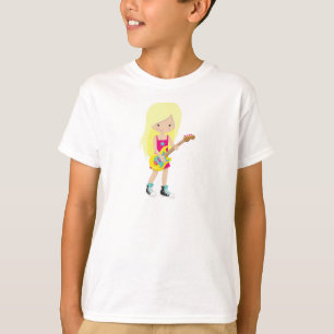 Rock Girl, Blonde Hair, Guitar Player, Band, Music T-shirt