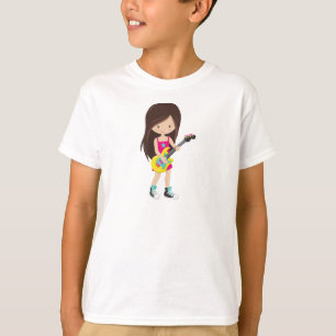 Rock Girl, Brown Hair, Guitar Player, Band, Music T-shirt