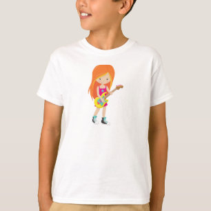 Rock Girl, Oranje Hair, Guitar Player, Band, Music T-shirt