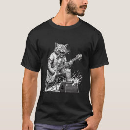 Rock Gitaar Kat T-Shirt voor Mannen – Grappige Kat