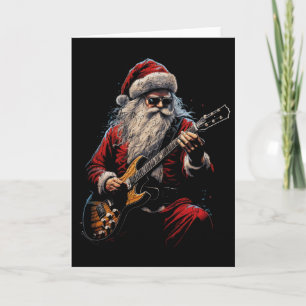Rock Gitaar Kerstman Gitaar Spelend - Grappige Ker Kaart