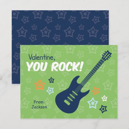 Rock Gitaar Klasse Valentijns Feestdagenkaart (Voorkant / Achterkant)