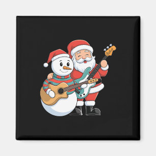 Rock gitaar Snowman en Santa Claus spelen gitaar Magneet