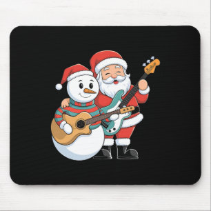 Rock gitaar Snowman en Santa Claus spelen gitaar Muismat