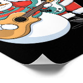Rock gitaar Snowman en Santa Claus spelen gitaar Poster (Hoek)