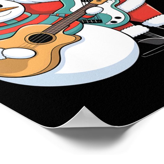 Rock gitaar Snowman en Santa Claus spelen gitaar Poster (Hoek)