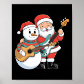 Rock gitaar Snowman en Santa Claus spelen gitaar Poster (Voorkant)