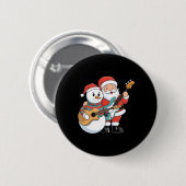 Rock gitaar Snowman en Santa Claus spelen gitaar Ronde Button 5,7 Cm (Voorkant /achterkant)