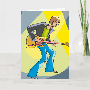 Rock gitarist 70s stijl muzikant kaart