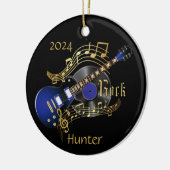 Rock Guitar - Blue Keramisch Ornament (Links)