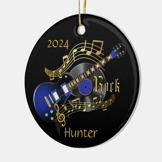 Rock Guitar - Blue Keramisch Ornament (Links)