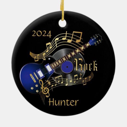 Rock Guitar - Blue Keramisch Ornament (Achterkant)