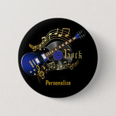 Rock Guitar - Blue Ronde Button 5,7 Cm (Voorkant)