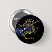 Rock Guitar - Blue Ronde Button 5,7 Cm (Voorkant /achterkant)