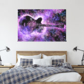 Rock Guitar Canvas print Paarse wandkunst (Insitu (Slaapkamer))