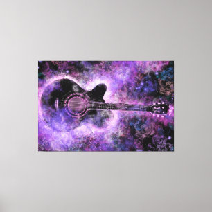 Rock Guitar Canvas print Paarse wandkunst