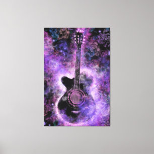 Rock Guitar Canvas print Paarse wandkunst