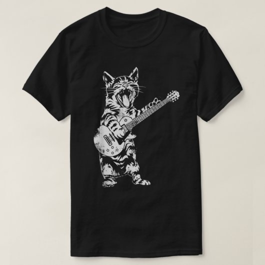 Rock Guitar Cat Funny Music Design T-shirt (Design voorkant)