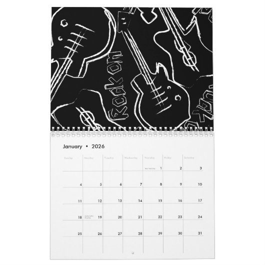 Rock guitar kalender (Jan 2026)