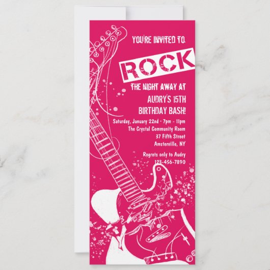 Rock Guitar Red Invitation Kaart (Voorkant)