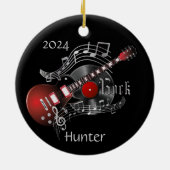 Rock Guitar 🎸-Red Keramisch Ornament (Achterkant)