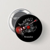 Rock Guitar - Red Ronde Button 5,7 Cm (Voorkant /achterkant)