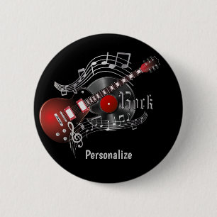 Rock Guitar - Red Ronde Button 5,7 Cm