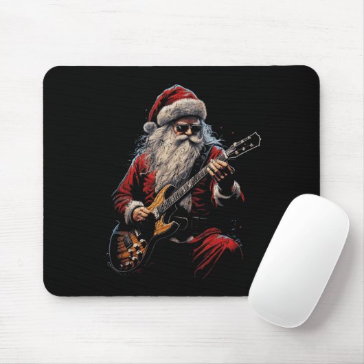 Rock Guitar Santa Claus Playing Guitar - Funny Chr Muismat (Met muis)