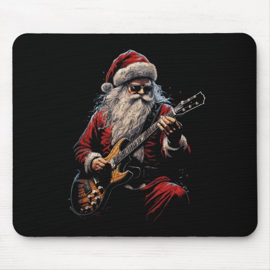 Rock Guitar Santa Claus Playing Guitar - Funny Chr Muismat (Voorkant)