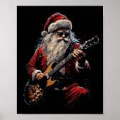 Rock Guitar Santa Claus Playing Guitar - Funny Chr Poster (Voorkant)