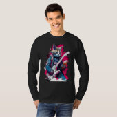 Rock Guitar Snowshoe Cat Guitarist T-shirt (Voorkant volledig)