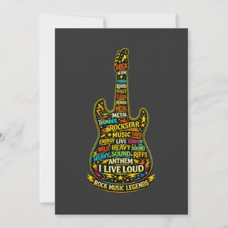 Rock Guitar Typography Art Kaart