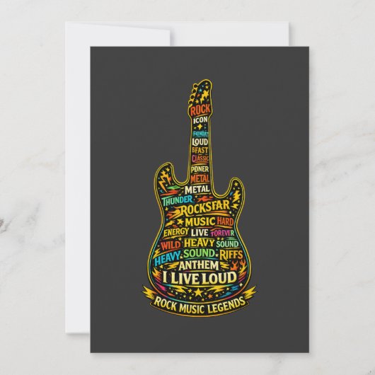 Rock Guitar Typography Art Kaart (Voorkant)