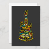 Rock Guitar Typography Art Kaart (Voorkant / Achterkant)