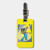 Rock Guitarist 70s Style Musician Bagagelabel (Voorkant verticaal)