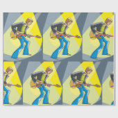 Rock Guitarist 70s Style Musician Cadeaupapier (Vlak)