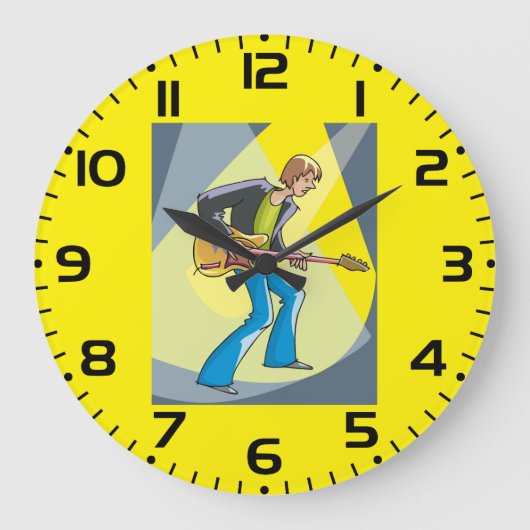 Rock Guitarist 70s Style Musician Grote Klok (Voorkant)