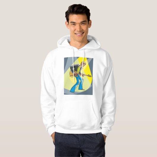 Rock Guitarist 70s Style Musician Hoodie (Voorkant volledig)