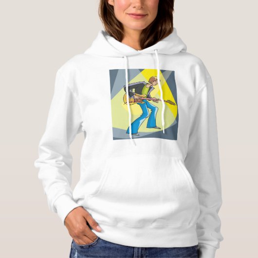 Rock Guitarist 70s Style Musician Hoodie (Voorkant)