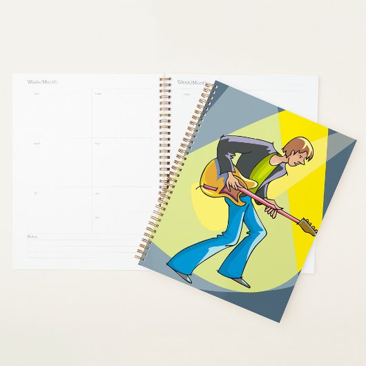 Rock Guitarist 70s Style Musician Planner