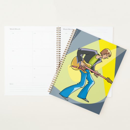 Rock Guitarist 70s Style Musician Planner (Display)