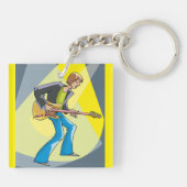 Rock Guitarist 70s Style Musician Sleutelhanger (Achterkant)