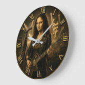 Rock Guitarist Funny Mona Lisa Music Player Gift Grote Klok (Hoek)
