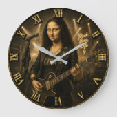 Rock Guitarist Funny Mona Lisa Music Player Gift Grote Klok (Voorkant)